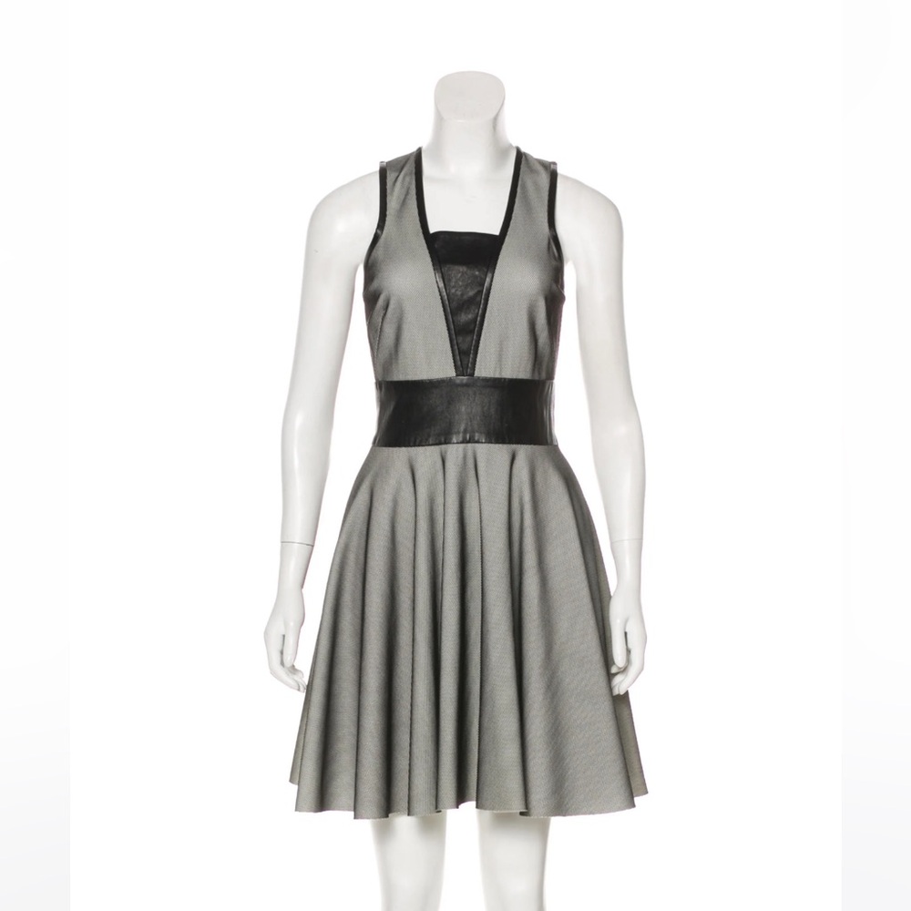 Robert Rodriguez Leather & Nylon Skater Dress